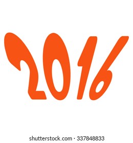 2016 Year vector icon. Style is flat symbol, orange color, rounded angles, white background.