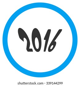 2016 Year vector icon. Style is bicolor flat circled symbol, blue and gray colors, rounded angles, white background.