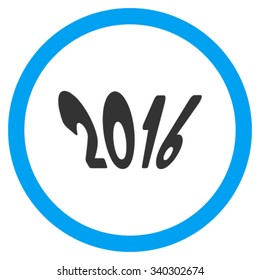 2016 Year vector icon. Style is bicolor flat circled symbol, blue and gray colors, rounded angles, white background.