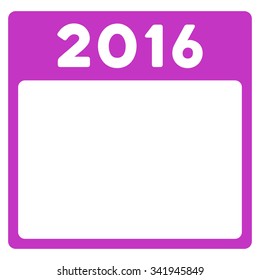 2016 Year vector icon. Style is flat symbol, violet color, rounded angles, white background.