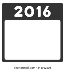 2016 Year vector icon. Style is flat symbol, gray color, rounded angles, white background.