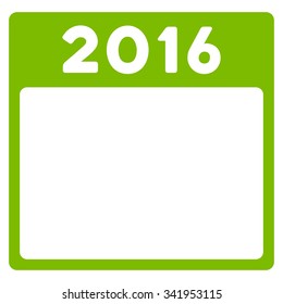 2016 Year vector icon. Style is flat symbol, eco green color, rounded angles, white background.