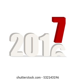 2016-2017 change represents the new year 2017 - 3d rendering. Vector.
