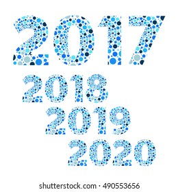 2017 2018 2019 2020  New Year bubble vector, blue isolated symbol