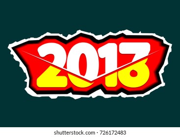 2017 and 2018 year, isolated sticker design template, vector illustration