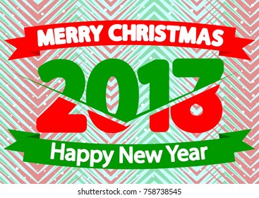 2017 and 2018 year, Merry Christmas and Happy New Year, greeting poster design template, vector illustration