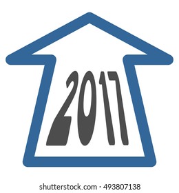 2017 Ahead Arrow vector icon. Style is flat graphic symbol, cobalt and gray colors, white background.