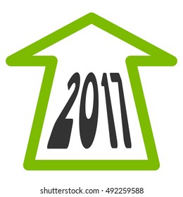 2017 Ahead Arrow vector pictograph. Style is flat graphic symbol, eco green and gray colors, white background.