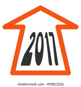 2017 Ahead Arrow vector pictograph. Style is flat graphic symbol, orange and gray colors, white background.