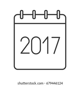 2017 annual calendar linear icon. Thin line illustration. Yearly calendar with 2017 sign. Contour symbol. Vector isolated outline drawing
