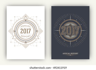 2017 - Annual Report Flyers - Sacred Symbols Design Set - Gold and White Elements on Dark and Light Background