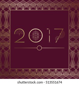 2017 Art Deco Template on maroon purple background