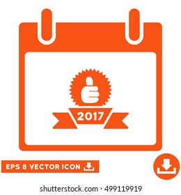 2017 Award Ribbon Calendar Day icon. Vector EPS illustration style is flat iconic symbol, orange color.