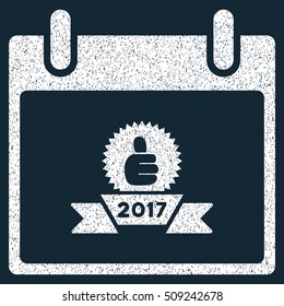 2017 Award Ribbon Calendar Day grainy textured icon for overlay watermark stamps. Flat symbol with dirty texture.