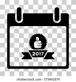 2017 Award Ribbon Calendar Day icon. Vector illustration style is flat iconic symbol, black color, transparent background. Designed for web and software interfaces.