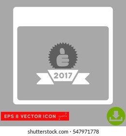 2017 Award Ribbon Calendar Page icon. Vector EPS illustration style is flat iconic bicolor symbol, dark gray and white colors.