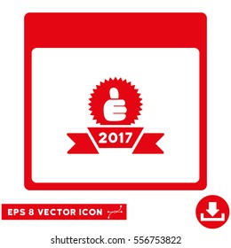 2017 Award Ribbon Calendar Page icon. Vector EPS illustration style is flat iconic symbol, red color.