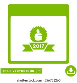 2017 Award Ribbon Calendar Page icon. Vector EPS illustration style is flat iconic symbol, eco green color.