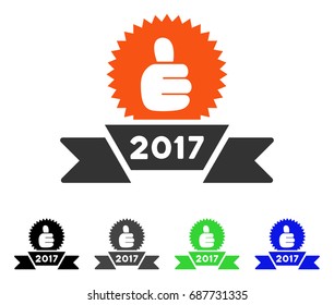 2017 Award Ribbon flat vector illustration. Colored 2017 award ribbon gray, black, blue, green pictogram versions. Flat icon style for web design.
