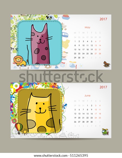 2017 Baby Calendar Template Insert Your Stock Vector (Royalty Free ...