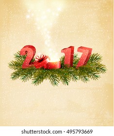 2017 background with a magical present. Vector.