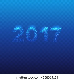 2017 background with snowflakes, new year design for greeting card, flyer, invitation, poster, brochure, banner, calendar. Vector template with snow