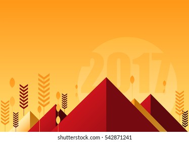 2017 banner and background design with warm colour. vector illustration.
