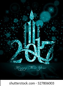 2017 blue calligraphy Happy new year