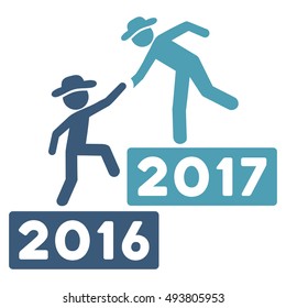 2017 Business Training vector icon. Style is flat graphic symbol, cyan and blue colors, white background.