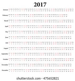 2017 Calendar.