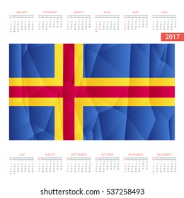 2017 Calendar - Aland Country Flag Banner - Happy new Year calendar template - Week starts with Sunday - Vector illustration