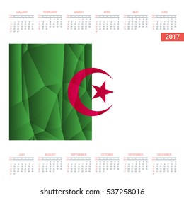 2017 Calendar - Alegeria Country Flag Banner - Happy new Year calendar template - Week starts with Sunday - Vector illustration