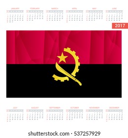 2017 Calendar - Angola Country Flag Banner - Happy new Year calendar template - Week starts with Sunday - Vector illustration