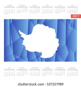2017 Calendar - Antarctica Country Flag Banner - Happy new Year calendar template - Week starts with Sunday - Vector illustration