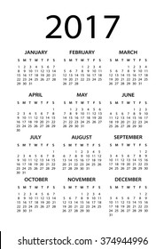 2017 Calendar Black - illustration
Vector template of 2017 calendar