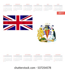 2017 Calendar - British-antarctic-Territory Country Flag Banner - Happy new Year calendar template - Week starts with Sunday - Vector illustration