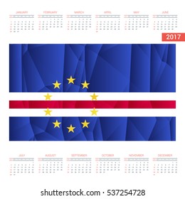 2017 Calendar - Cape-Verde Country Flag Banner - Happy new Year calendar template - Week starts with Sunday - Vector illustration