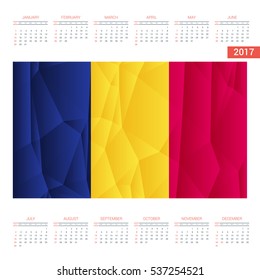2017 Calendar - Chad Country Flag Banner - Happy new Year calendar template - Week starts with Sunday - Vector illustration