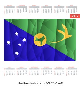 2017 Calendar - Christmas-island Country Flag Banner - Happy new Year calendar template - Week starts with Sunday - Vector illustration
