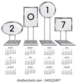 2017 calendar with chrome sign holders 