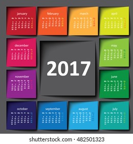 2017 calendar. Color post it