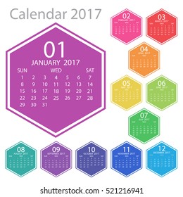 2017 Calendar in color template, vector