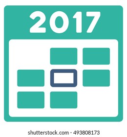 2017 Calendar Day vector icon. Style is flat graphic symbol, cobalt and cyan colors, white background.