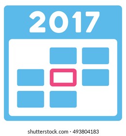 2017 Calendar Day vector pictogram. Style is flat graphic symbol, pink and blue colors, white background.