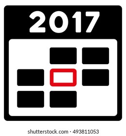 2017 Calendar Day vector pictograph. Style is flat graphic symbol, intensive red and black colors, white background.