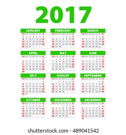 2017 calendar or desk planner, 12 month set green art