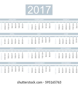 2017 CALENDAR ENGLISH  STYLE SIMPLE GREY