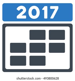 2017 Calendar Grid vector pictogram. Style is flat graphic symbol, smooth blue colors, white background.