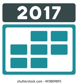2017 Calendar Grid vector pictograph. Style is flat graphic symbol, soft blue colors, white background.