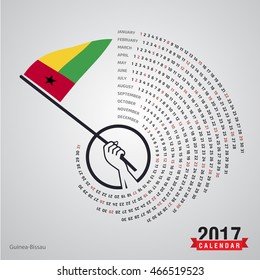 2017 Calendar, Guinea-Bissau  Country Waving Flag banner, spiral illustration, swiral shape, calendar cover template, Happy new Year calendar. vector illustration